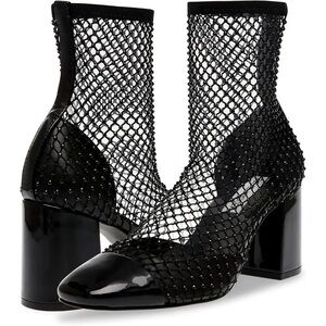 Steve Madden Elegant Black Gem studded Net Patent Leather Women's Shoes